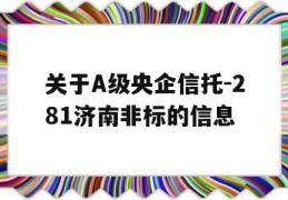 关于A级央企信托-281济南非标的信息