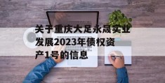 关于重庆大足永晟实业发展2023年债权资产1号的信息