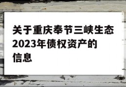 关于重庆奉节三峡生态2023年债权资产的信息