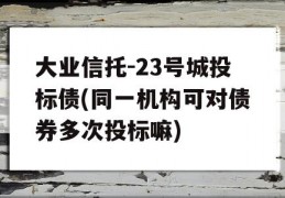 大业信托-23号城投标债(同一机构可对债券多次投标嘛)