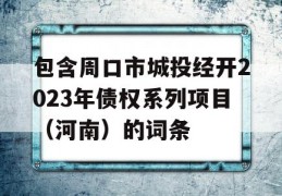 包含周口市城投经开2023年债权系列项目（河南）的词条