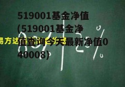 519001基金净值(519001基金净值查询今天最新净值040008)