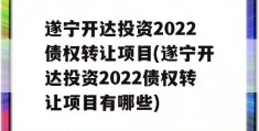 遂宁开达投资2022债权转让项目(遂宁开达投资2022债权转让项目有哪些)