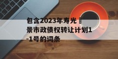 包含2023年寿光昇景市政债权转让计划1-1号的词条