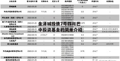 金泽城投债7号四川巴中投资基金的简单介绍