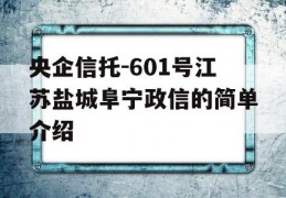 央企信托-601号江苏盐城阜宁政信的简单介绍