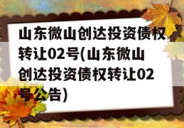 山东微山创达投资债权转让02号(山东微山创达投资债权转让02号公告)