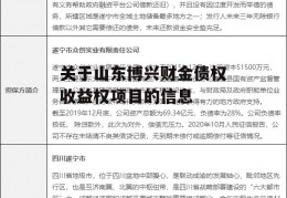 关于山东博兴财金债权收益权项目的信息