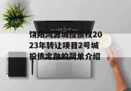 饶阳鸿源城投债权2023年转让项目2号城投债定融的简单介绍