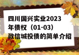 四川国兴实业2023年债权（01-03）政信城投债的简单介绍