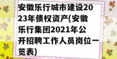 安徽乐行城市建设2023年债权资产(安徽乐行集团2021年公开招聘工作人员岗位一览表)