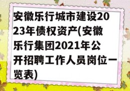 安徽乐行城市建设2023年债权资产(安徽乐行集团2021年公开招聘工作人员岗位一览表)