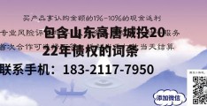 包含山东高唐城投2022年债权的词条