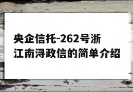 央企信托-262号浙江南浔政信的简单介绍