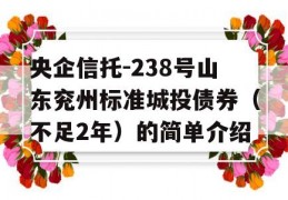 央企信托-238号山东兖州标准城投债券（不足2年）的简单介绍