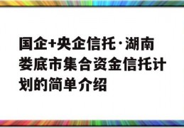 国企+央企信托·湖南娄底市集合资金信托计划的简单介绍