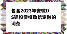 包含2023年安徽DS建投债权政信定融的词条