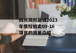 四川简阳融城2023年债权拍卖09-16项目的简单介绍