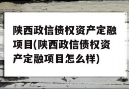 陕西政信债权资产定融项目(陕西政信债权资产定融项目怎么样)