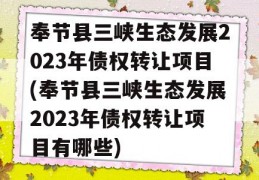 奉节县三峡生态发展2023年债权转让项目(奉节县三峡生态发展2023年债权转让项目有哪些)