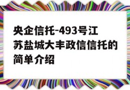 央企信托-493号江苏盐城大丰政信信托的简单介绍