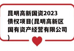 昆明高新国资2023债权项目(昆明高新区国有资产经营有限公司)