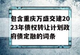 包含重庆万盛交建2023年债权转让计划政府债定融的词条