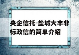 央企信托-盐城大丰非标政信的简单介绍