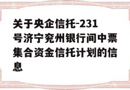 关于央企信托-231号济宁兖州银行间中票集合资金信托计划的信息