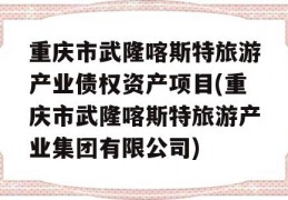 重庆市武隆喀斯特旅游产业债权资产项目(重庆市武隆喀斯特旅游产业集团有限公司)