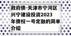 政府债-天津市宁河区兴宁建设投资2023年债权一号定融的简单介绍