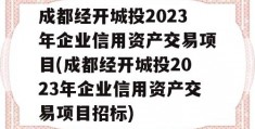 成都经开城投2023年企业信用资产交易项目(成都经开城投2023年企业信用资产交易项目招标)