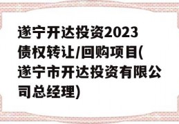 遂宁开达投资2023债权转让/回购项目(遂宁市开达投资有限公司总经理)