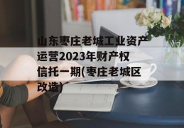 山东枣庄老城工业资产运营2023年财产权信托一期(枣庄老城区改造)