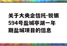 关于大央企信托-锐银594号盐城亭湖一年期盐城项目的信息