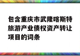 包含重庆市武隆喀斯特旅游产业债权资产转让项目的词条