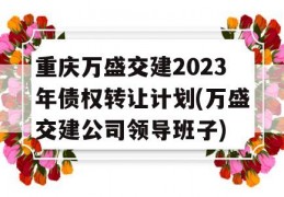 重庆万盛交建2023年债权转让计划(万盛交建公司领导班子)