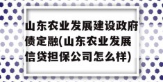 山东农业发展建设政府债定融(山东农业发展信贷担保公司怎么样)