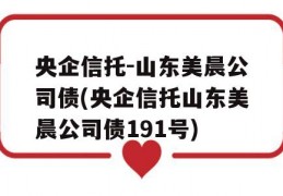 央企信托-山东美晨公司债(央企信托山东美晨公司债191号)