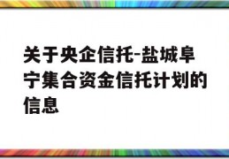 关于央企信托-盐城阜宁集合资金信托计划的信息