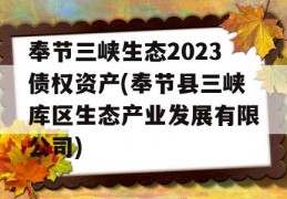 奉节三峡生态2023债权资产(奉节县三峡库区生态产业发展有限公司)