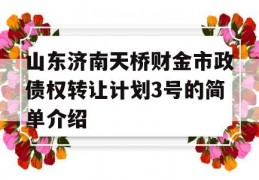 山东济南天桥财金市政债权转让计划3号的简单介绍