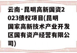 云南·昆明高新国资2023债权项目(昆明国家高新技术产业开发区国有资产经营有限公司)