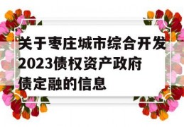 关于枣庄城市综合开发2023债权资产政府债定融的信息