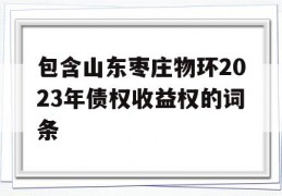 包含山东枣庄物环2023年债权收益权的词条