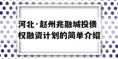 河北·赵州兆融城投债权融资计划的简单介绍