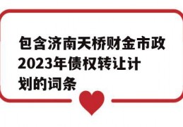 包含济南天桥财金市政2023年债权转让计划的词条