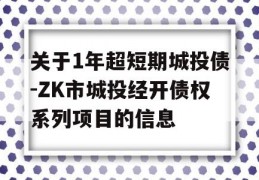 关于1年超短期城投债-ZK市城投经开债权系列项目的信息