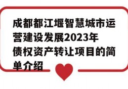 成都都江堰智慧城市运营建设发展2023年债权资产转让项目的简单介绍