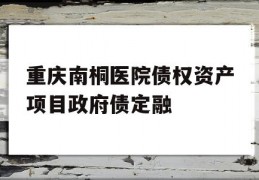 重庆南桐医院债权资产项目政府债定融